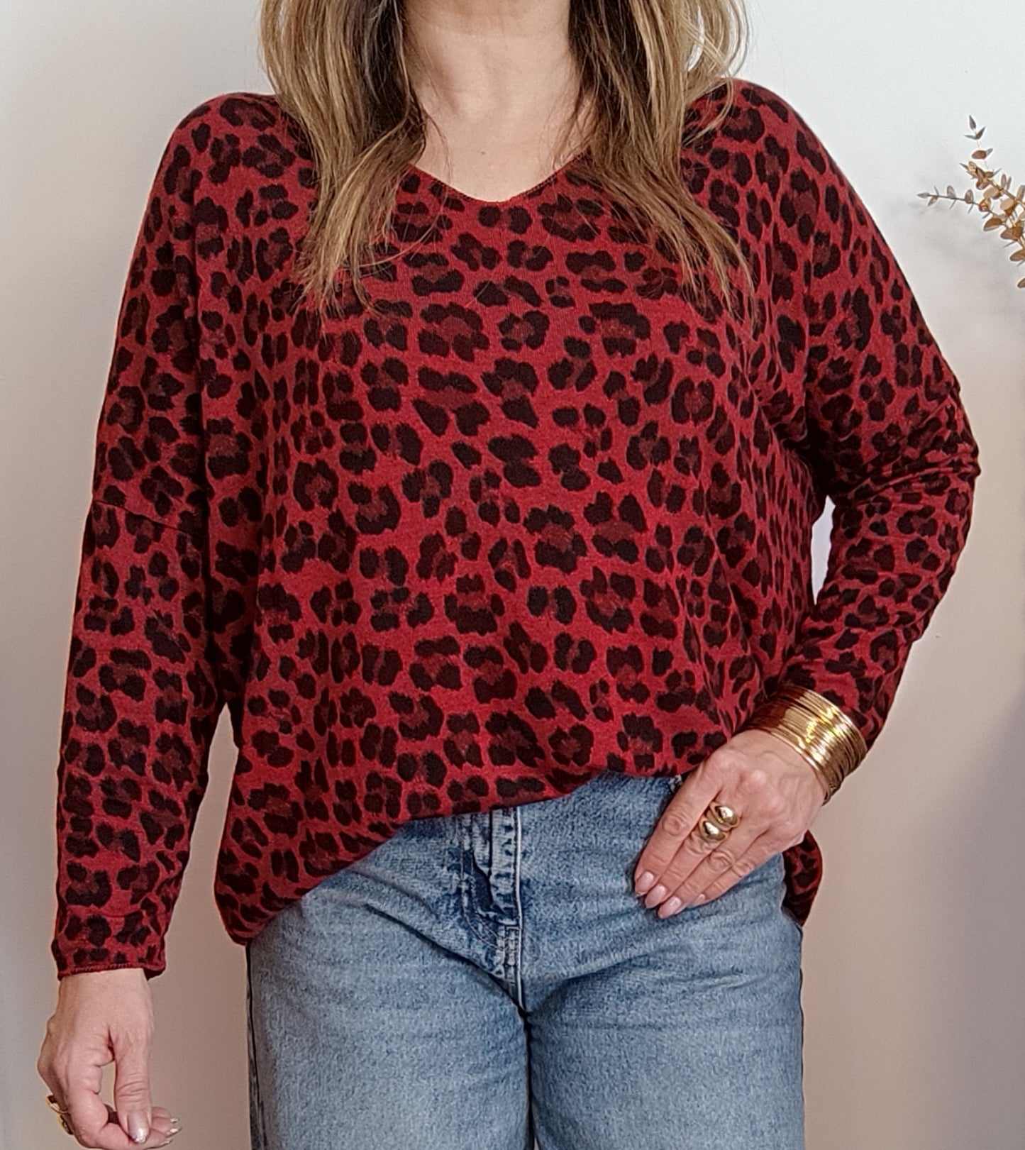 PULL SUZANNE ROUGE COUPE AMPLE