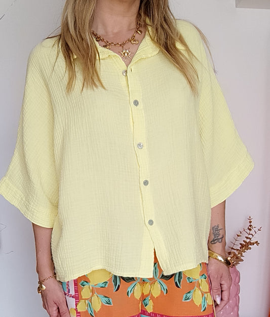 CHEMISE GAZE DE COTON JAUNE