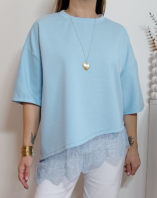 TEE-SHIRT ASYMÉTRIQUE BLEU