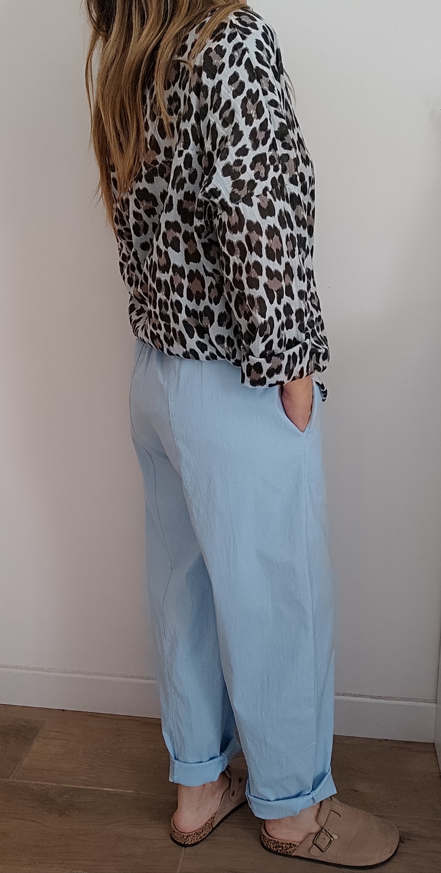 PANTALON BARREL BLEU CLAIR