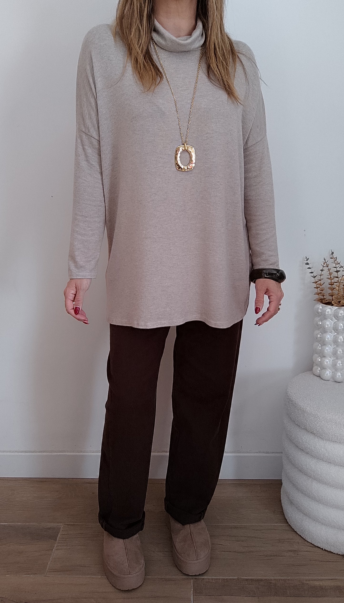 COL ROULÉ CATHY LONG TAUPE