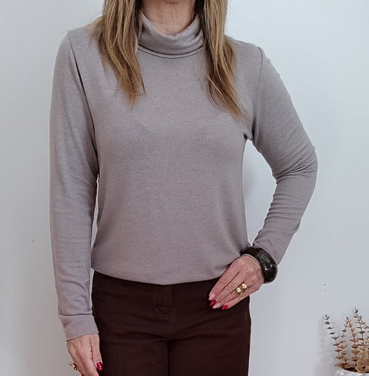 COL ROULÉ JEANNE TAUPE