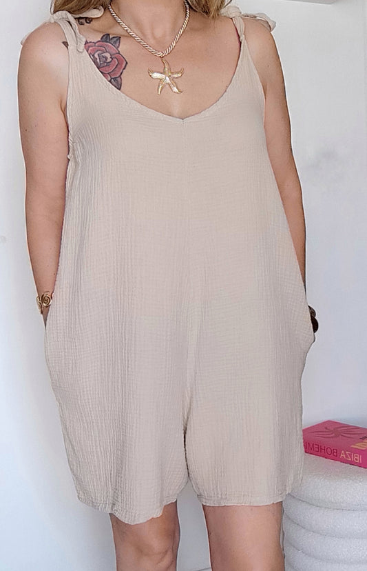 COMBISHORT GAZE DE COTON BEIGE