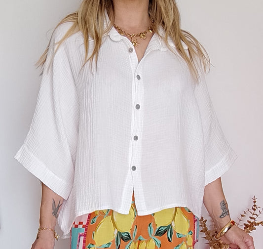 CHEMISE GAZE DE COTON BLANCHE