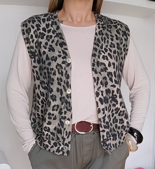 GILET JAMES LÉOPARD KAKI