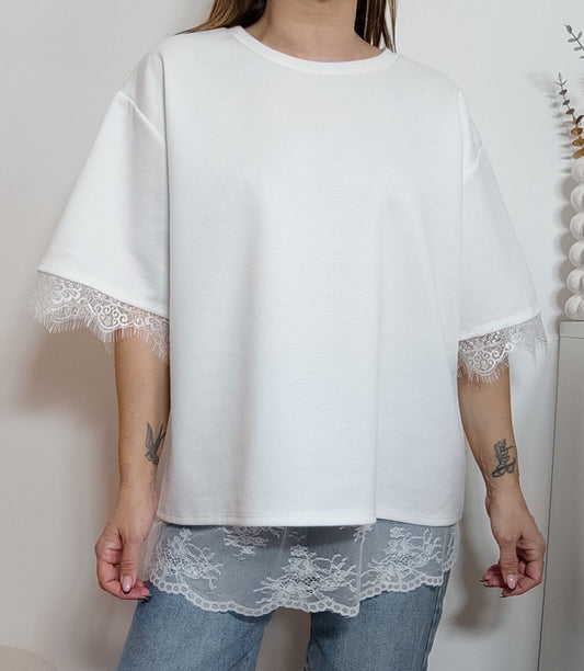 TEE-SHIRT DOS DENTELLE BLANC