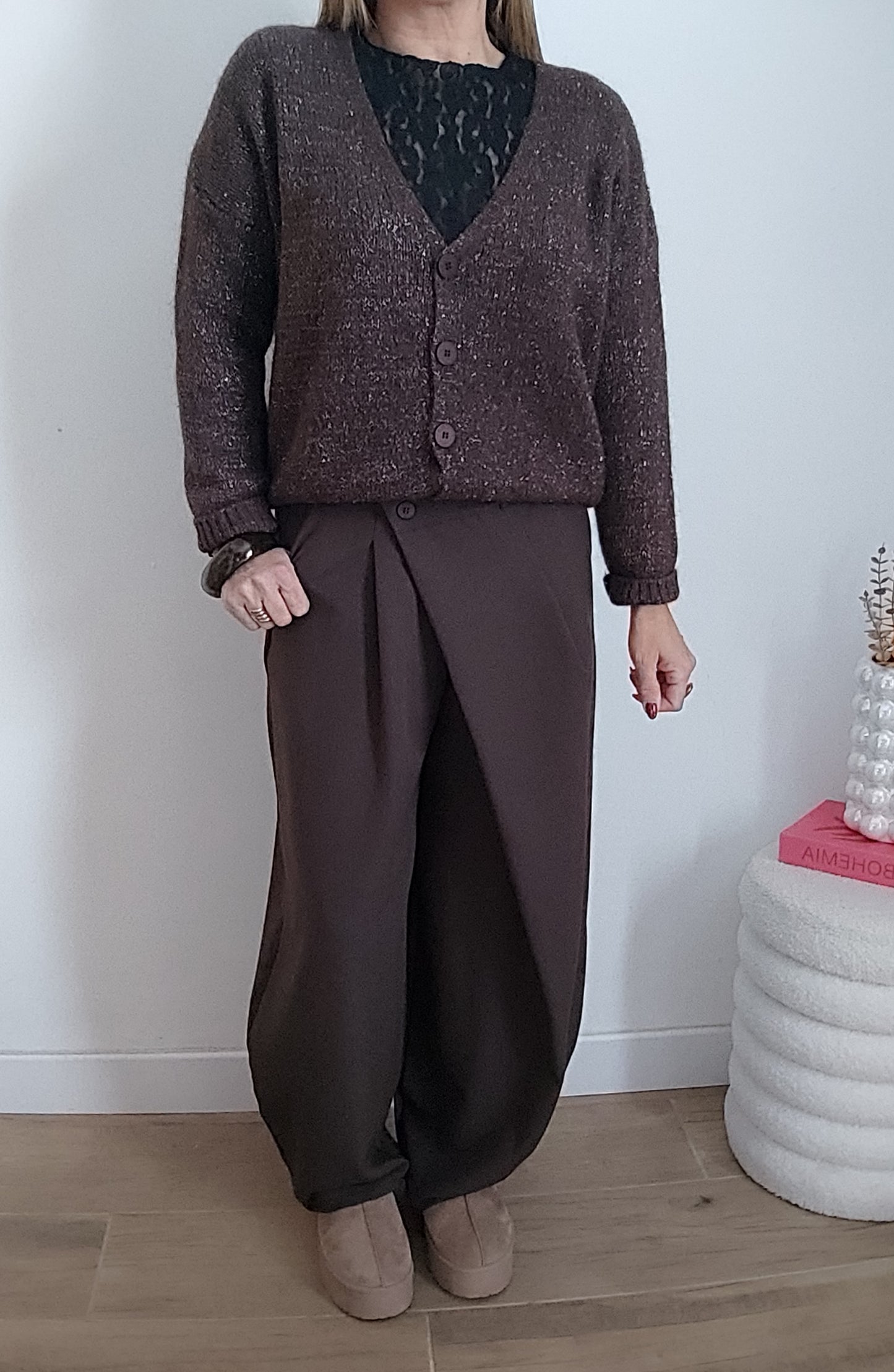 GILET MARRON PAILLETTÉ