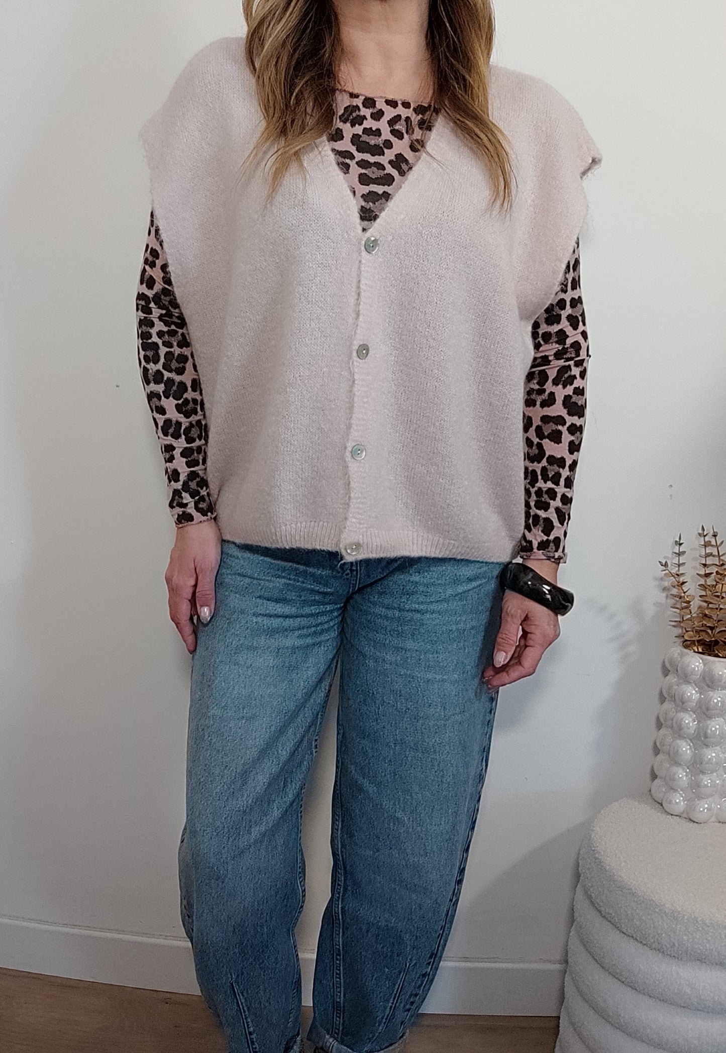 GILET CHARLOTTE ROSE PÂLE