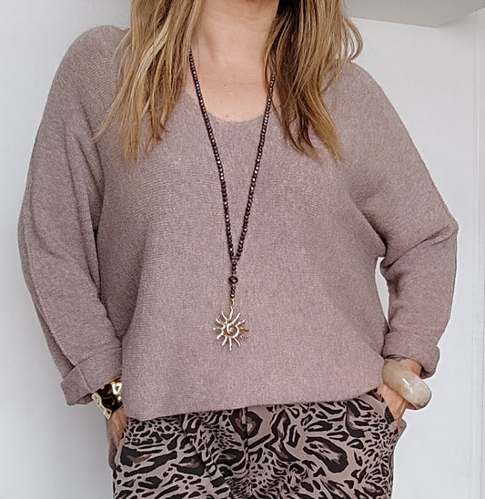 PULL SABINE LONG TAUPE