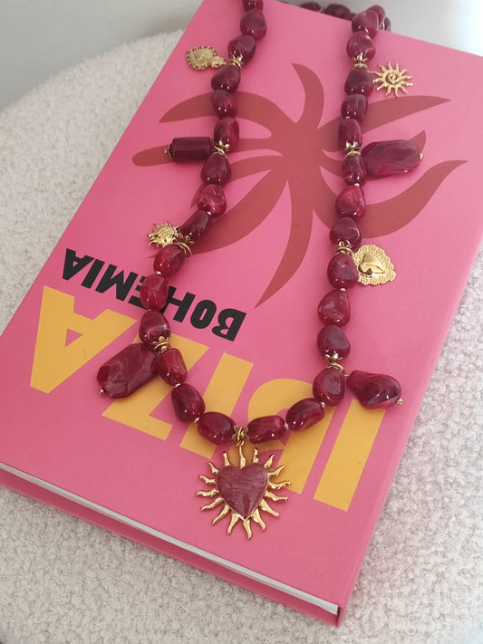 COLLIER SAUTOIR MALAGA BORDEAUX