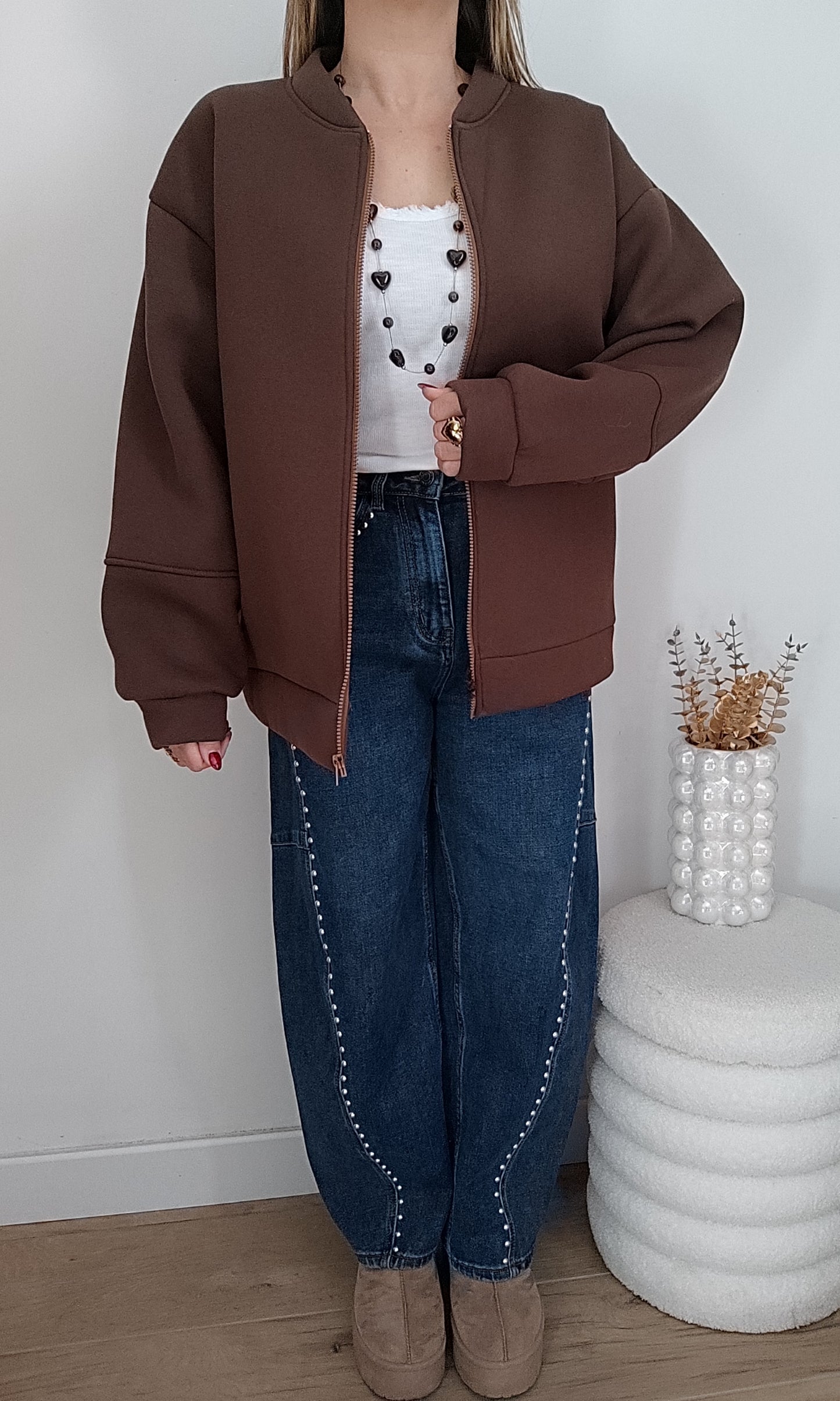 VESTE SWEAT " LOVE" CHOCO