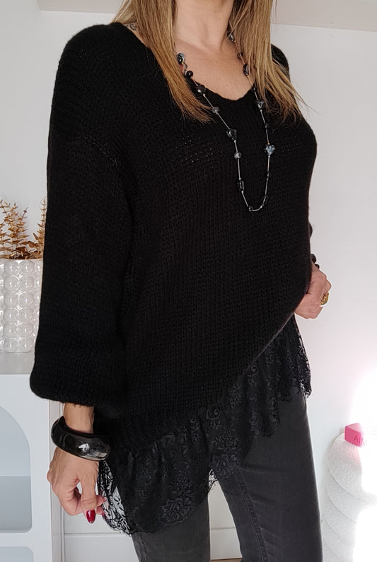 PULL DENTELLE NOIR