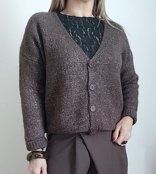 GILET MARRON PAILLETTÉ