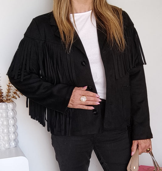 VESTE À FRANGES NOIRE