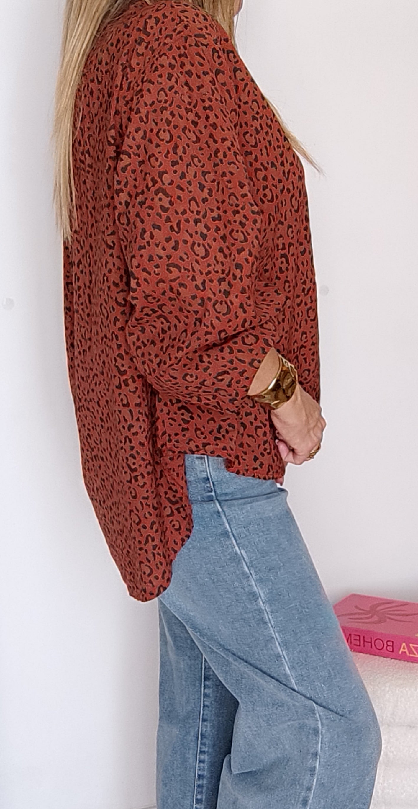 BLOUSE LÉOPARD TERRACOTTA