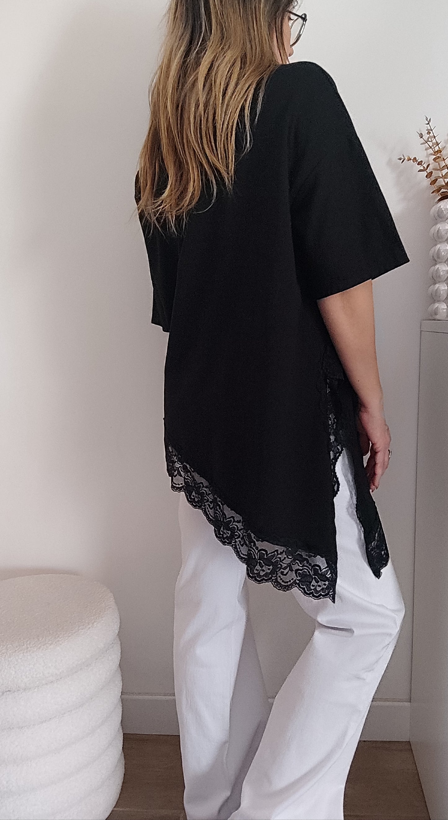 TEE-SHIRT DENTELLE NOIR