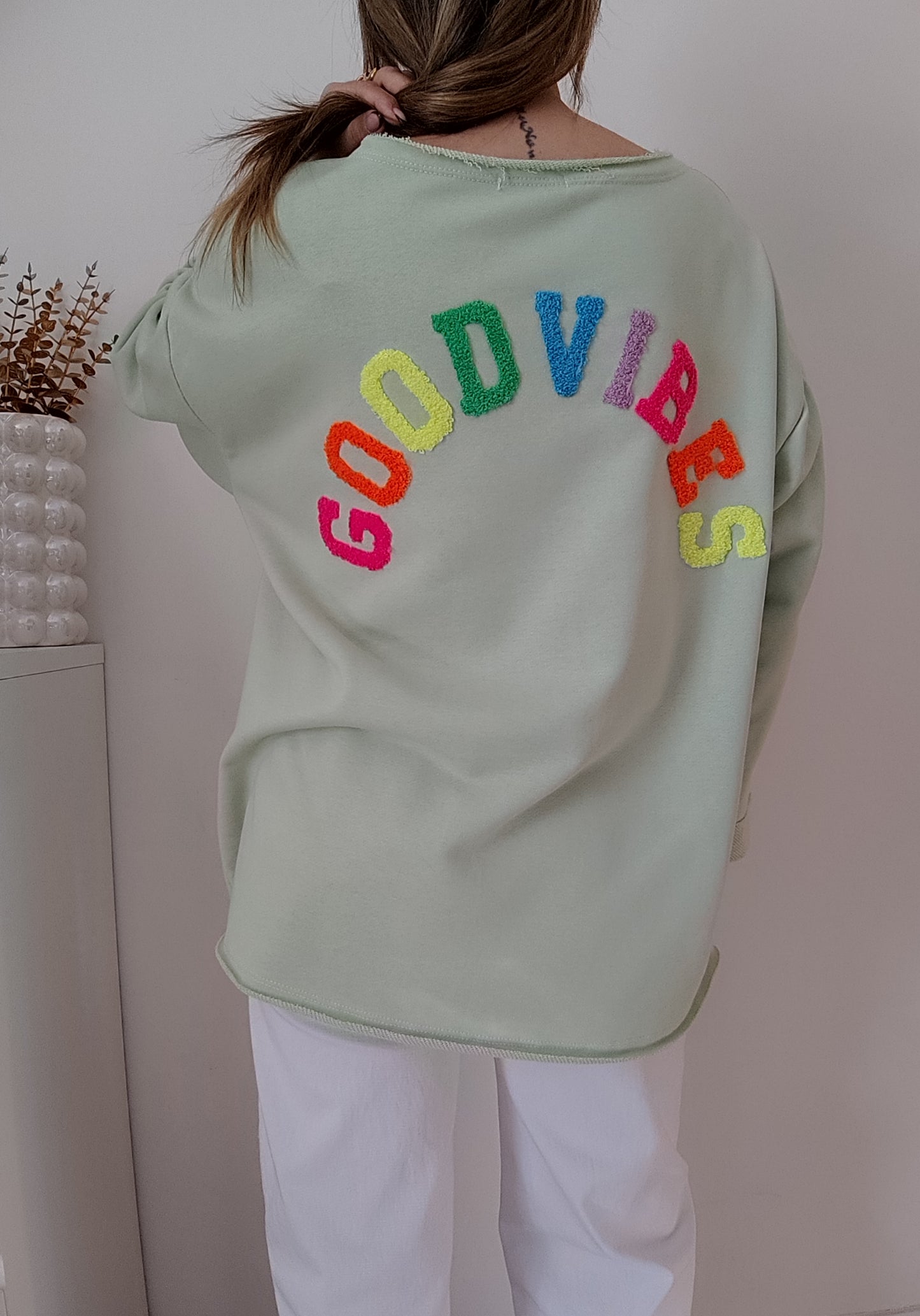 SWEAT GOOD VIBES VERT D'EAU