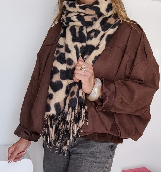 GRANDE ÉCHARPE LÉOPARD BEIGE