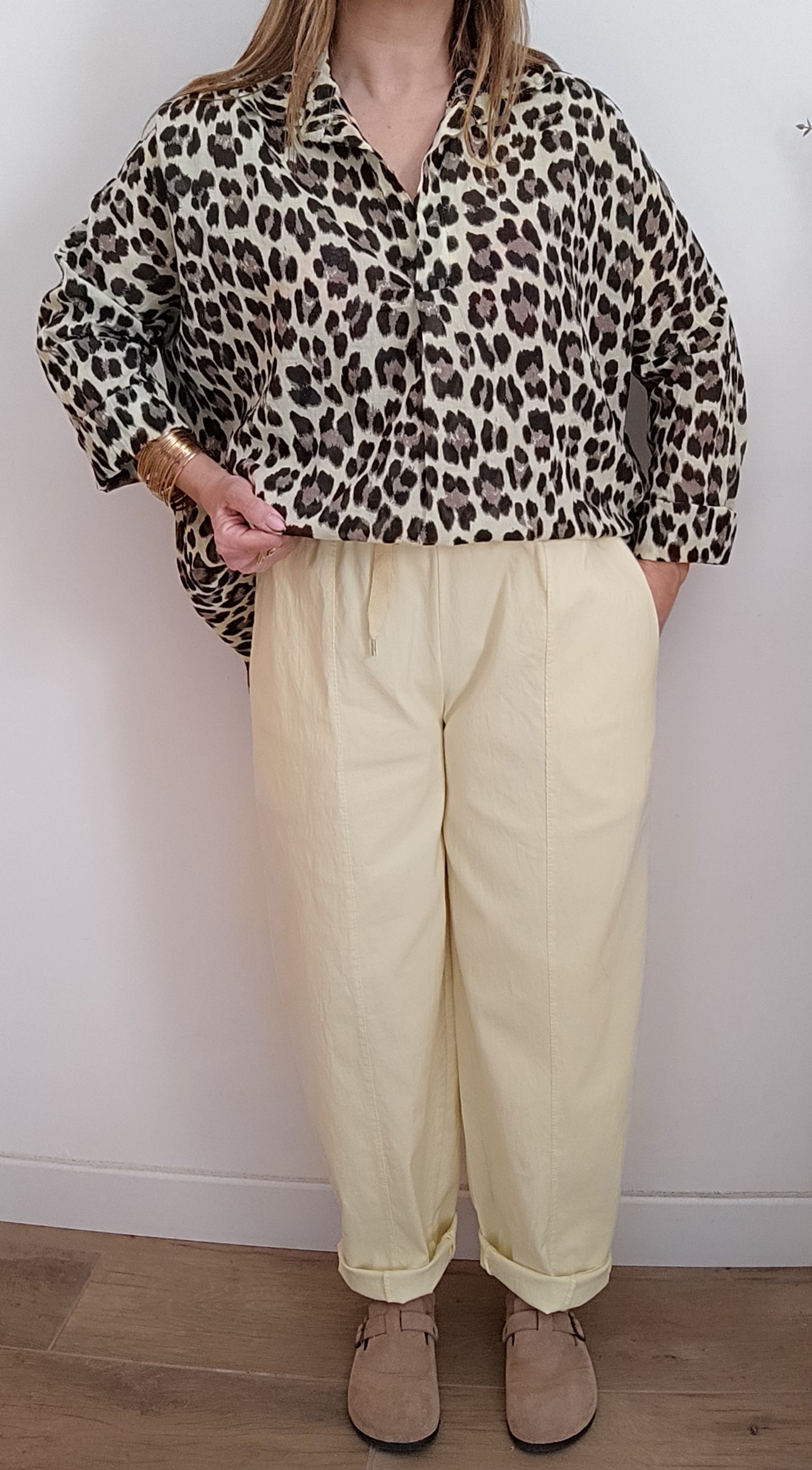 PANTALON BARREL JAUNE CLAIR