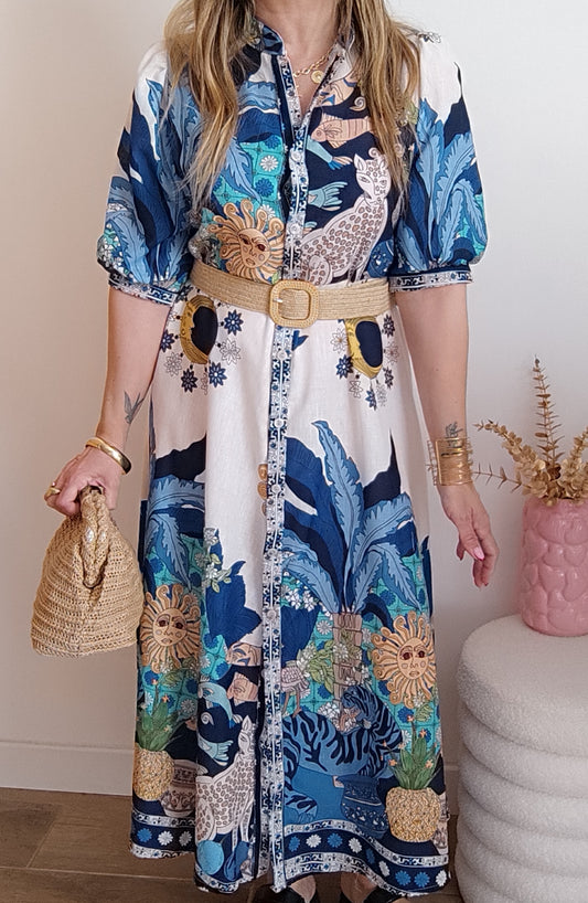 ROBE PALOMA BLEUE AVEC CEINTURE