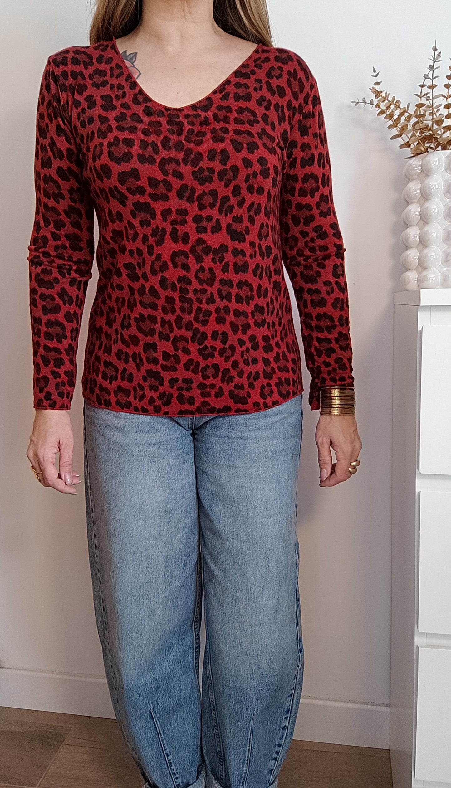 PULL SUZANNE ROUGE COUPE NORMALE